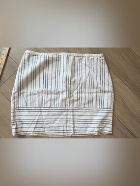 Madewell Linen Blend Gamine Mini Skirt White Blue Sz 12 Lined